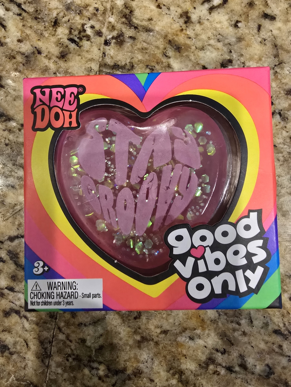 Nee Doh Heart Stress Ball - Pink with Iridescent Glitter